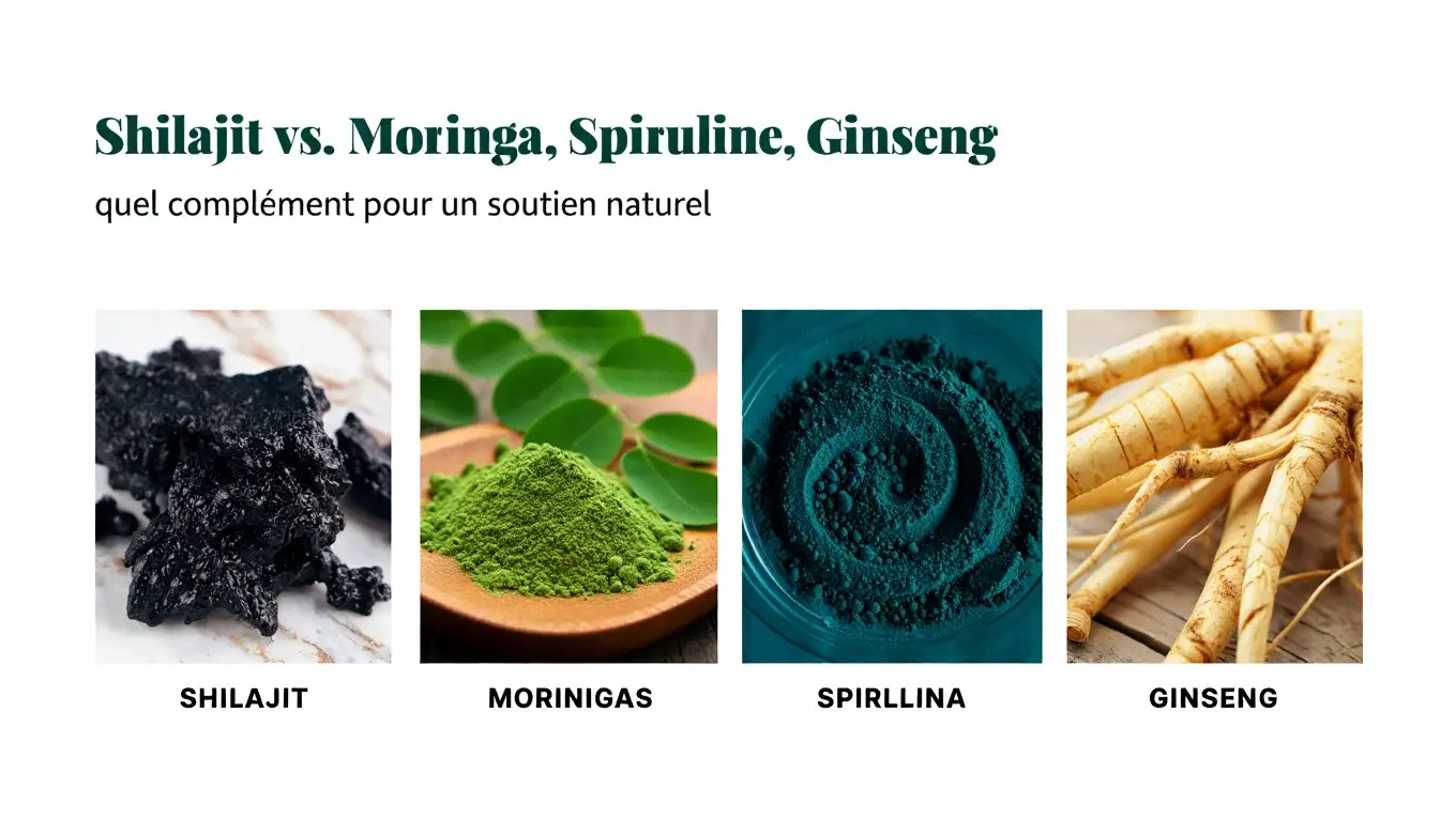 Shilajit vs. Moringa, Spiruline, Ginseng : quel complément pour un soutien naturel