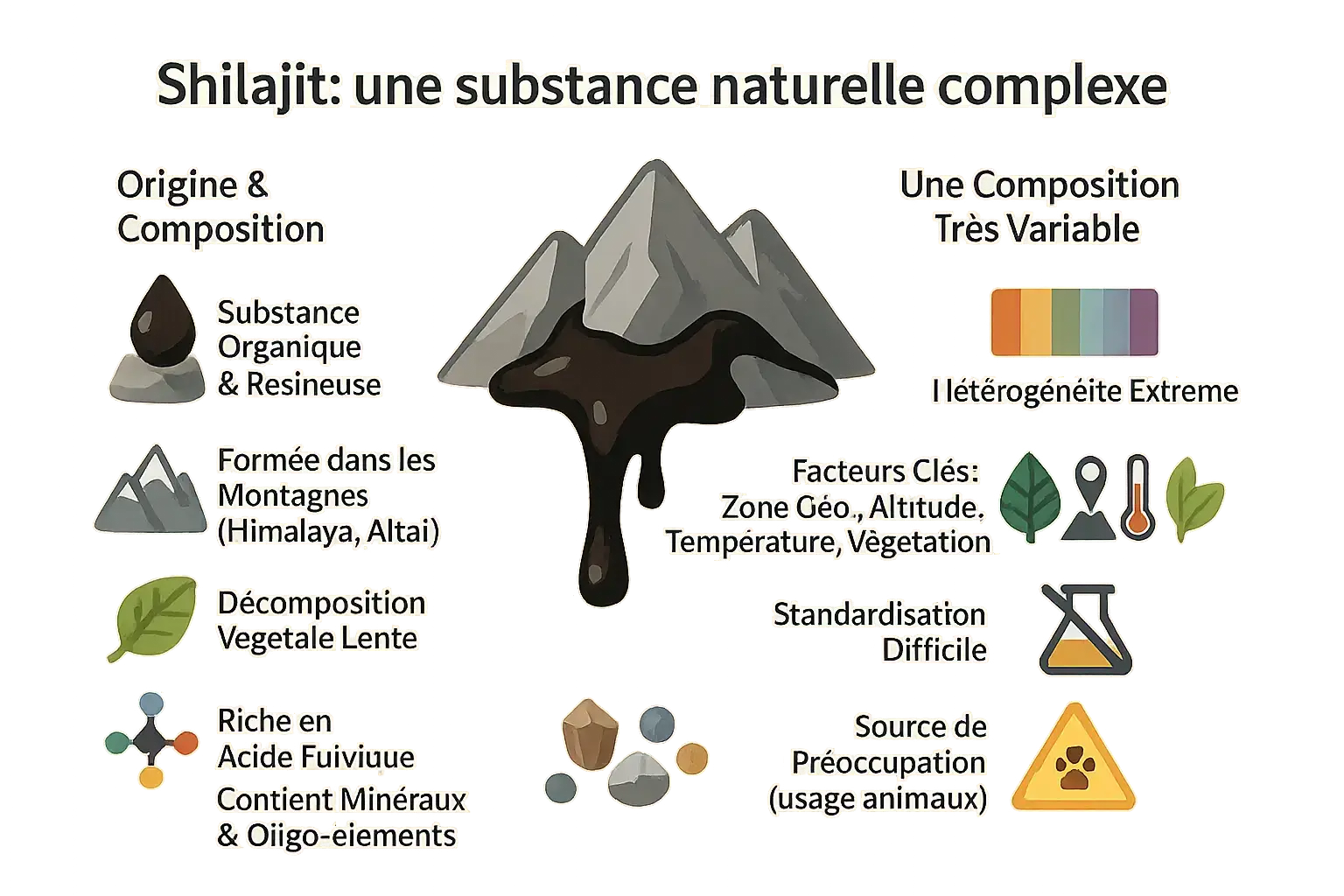 Shilajit naturel en forme de résine collante