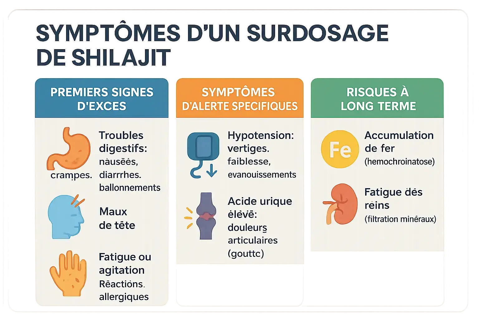 Symptômes du surdosage de shilajit : effets indésirables et risques à long terme
